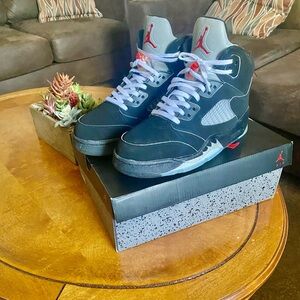 Jordan Black and Silver Sneakers with Red Accents